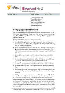 Budgetpropositionen för år 2016 - Sveriges Kommuner och Landsting