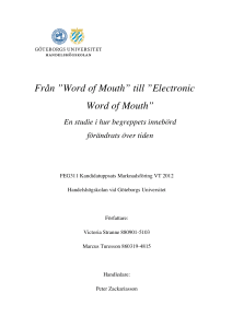 Från ”Word of Mouth” till ”Electronic Word of Mouth”