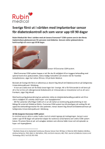 Sverige först ut i världen med implanterbar sensor för