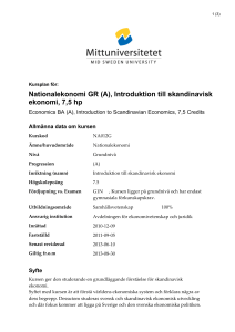 Nationalekonomi GR (A), Introduktion till skandinavisk ekonomi, 7,5 hp