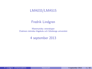 LMA033/LMA515 Fredrik Lindgren 4 september