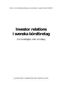 Investor relations i svenska börsföretag