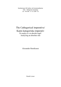 The Cathegorical imperative/ Kants kategoriska imperativ