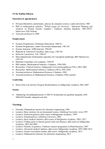 CV for Staffan Nilsson - math.chalmers.se