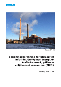 Spridningsberäkning för utsläpp till luft från Jönköpings Energi AB