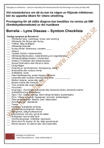 Borrelia – Lyme Disease – Symtom Checklista