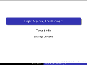 Linjär Algebra, Föreläsning 2 - MAI