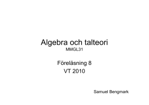 Al bht lt i Algebra och talteori