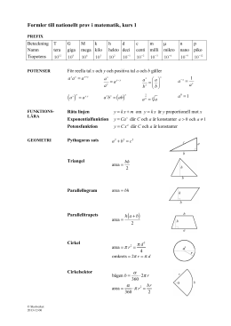 Formler Till Nationellt Prov I Matematik Kurs A