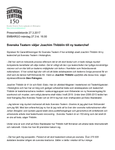 Svenska Teatern väljer Joachim Thibblin till ny teaterchef