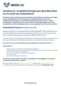 Produktchef Human - Swedencare AB (publ)