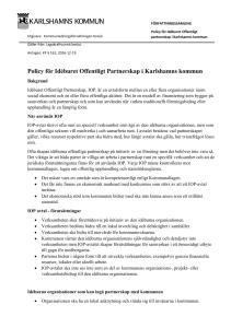 7.46 Policy för Idéburet Offentligt Partnerskap i Karlshamns kommun