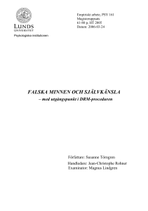 falska minnen och självkänsla - Lund University Publications
