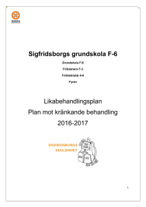Sigfridsborgs grundskola F-6 Likabehandlingsplan Plan mot