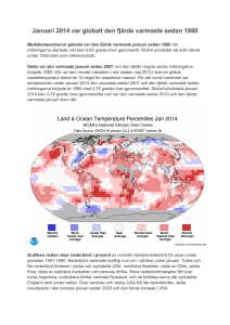 Januari 2014 var globalt den fjärde varmaste sedan 1880