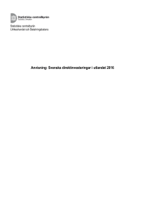 Anvisning: Svenska direktinvesteringar i utlandet 2016