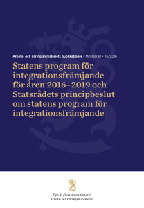 Statens program för integrationsfrämjande för åren 2016–2019 och