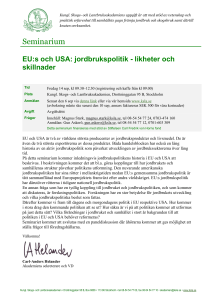 2012-09-14 Inbjudan EUs och USA jordbrukspolitik