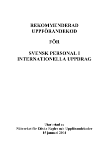 rekommenderad uppförandekod för svensk