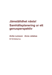 Jämställdhet nästa! Samhällsplanering ur ett