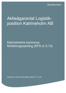 Aktieägaravtal Logistik- position Katrineholm AB