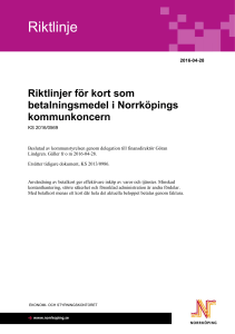 Riktlinjer för kort som betalningsmedel i Norrköpings kommunkoncern