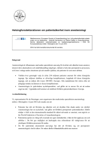 Helsingforsdeklarationen om patientsäkerhet inom anestesiologi