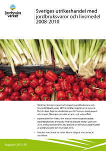 Sveriges utrikeshandel med jordbruksvaror och livsmedel 2008-2010