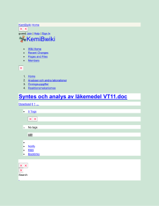 KemiBwiki - Syntes och analys av läkemedel VT11