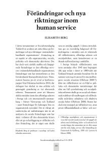 Förändringar och nya riktningar inom human service
