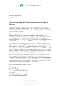 Nordstjernan säljer KMT Group till American Industrial Partners