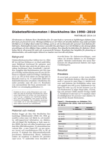 Diabetesförekomsten i Stockholms län 1990–2010
