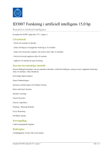 KTH | ID3007 Forskning i artificiell intelligens 15,0 hp