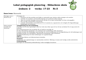 Lokal pedagogisk planering - Ekbackens skola årskurs: 2 vecka: 17
