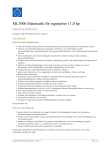 KTH | ML1000 Matematik för ingenjörer 11,0 hp