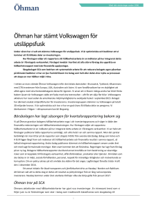 Öhman har stämt Volkswagen för utsläppsfusk