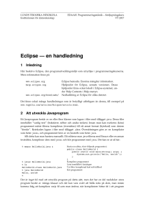 Eclipse — en handledning - Lunds Tekniska Högskola