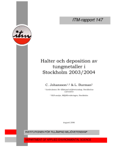 Halter och deposition av tungmetaller i Stockholm - SLB