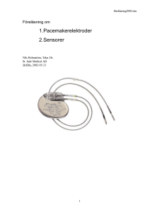 1.Pacemakerelektroder 2.Sensorer