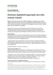 Swereas digitaliseringsprojekt ska lyfta svensk industri