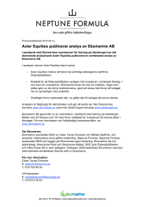 Axier Equities publicerar analys av Ekomarine AB