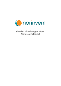 Inbjudan till teckning av aktier i Norinvent AB (publ)
