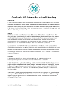 Om vitamin B12, kobalamin - av Harald Blomberg
