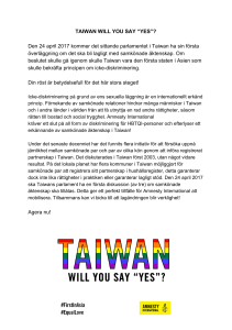 TAIWAN WILL YOU SAY “YES”? - Aktivistportalen Amnesty