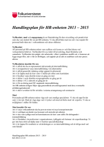 Handlingsplan för HR-enheten 2013 – 2015