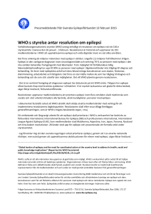 WHO:s styrelse antar resolution om epilepsi