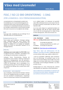FSSC 22000 våren 2017 - JSK Data Miljö Kvalitet