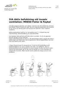 IVA Aktiv befuktning vid invasiv ventilation: MR850 Fisher
