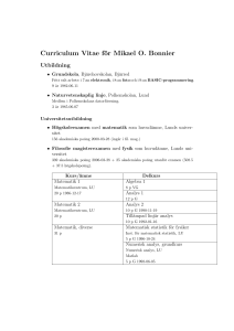 Curriculum Vitae för Mikael O. Bonnier