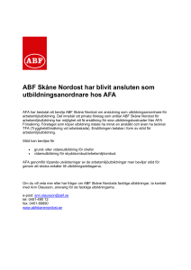 ABF Skåne Nordost har blivit ansluten som utbildningsanordnare